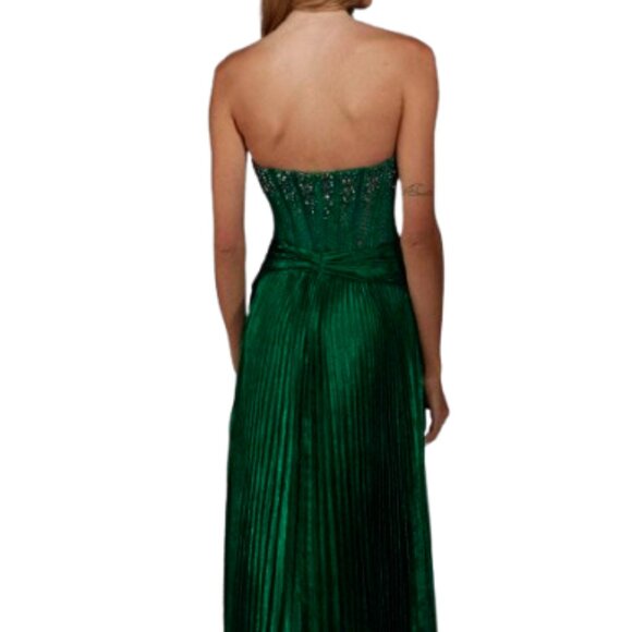 NWT Alyce Paris 61789 Metallic Foil Prom Dress Emerald Size 12 - Picture 3 of 6